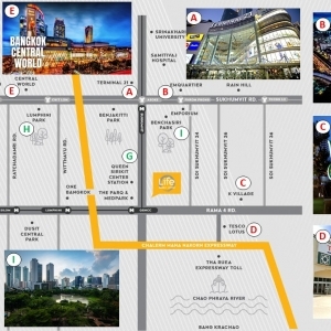Life Rama 4 - Asoke MRT-鄰詩麗吉展演廳與班查KITTY公園與倫披尼公園和One Bangkok步行約10鐘可達